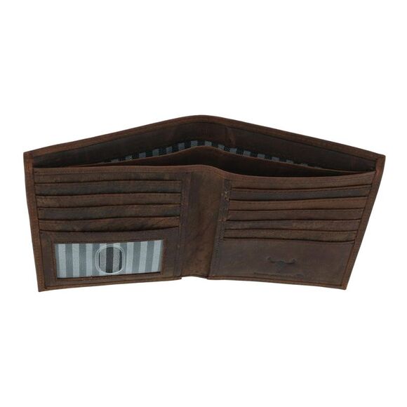 CTM Men's Distressed Hunter Leather RFID Hipster Wallet - Picture 4 of 4